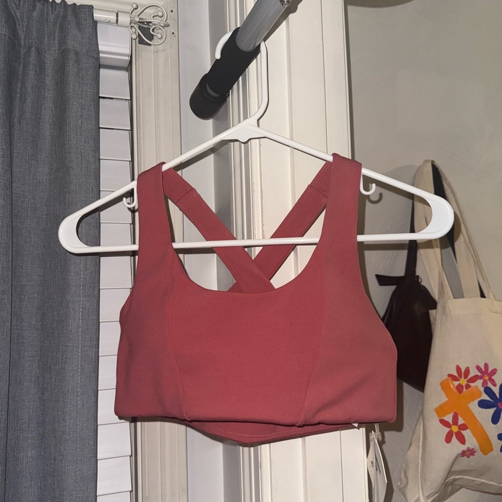 Red Cross-Back Sports Bra